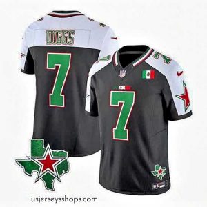 Glamorous Dallas Cowboys 7 Trevon Diggs 2024 Mexico Black White F.U.S.E  Stitched Football Jersey