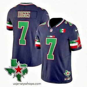 Breathtaking Dallas Cowboys 7 Trevon Diggs 2024 Mexico Navy F.U.S.E  Stitched Football Jersey