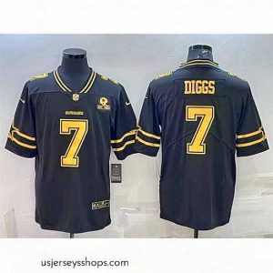 Exquisite Dallas Cowboys 7 Trevon Diggs Black Gold Edition With 1960 Patch Limited Stitched Football Jersey