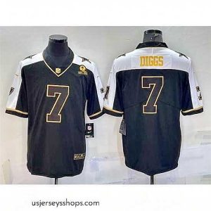 Sensational Dallas Cowboys 7 Trevon Diggs Black Gold Thanksgiving With Patch Stitched Jersey