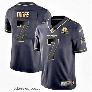 Magnificent Dallas Cowboys 7 Trevon Diggs Black Golden Edition Limited Stitched Jersey