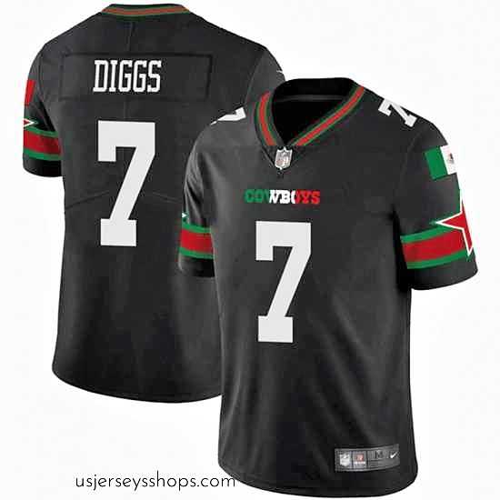 Breathtaking Dallas Cowboys 7 Trevon Diggs Black Mexico Vapor Limited Stitched Football Jersey