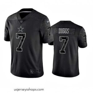Captivating Dallas Cowboys 7 Trevon Diggs Black Reflective Limited Stitched Football Jersey
