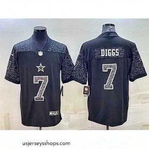 Magnificent Dallas Cowboys 7 Trevon Diggs Black Reflective Limited Stitched Football Jersey