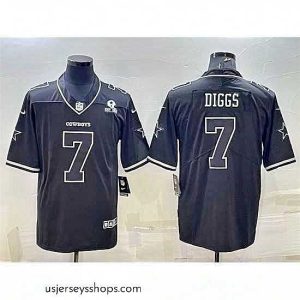 Exquisite Dallas Cowboys 7 Trevon Diggs Black With 1960 Patch Limited Stitched Football Jersey