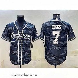 Captivating Dallas Cowboys 7 Trevon Diggs Grey Camo With Patch Cool Base Stitched Baseball Jersey