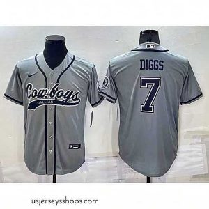 Stellar Dallas Cowboys 7 Trevon Diggs Grey Cool Base Stitched Baseball Jersey