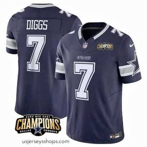 Glamorous Dallas Cowboys 7 Trevon Diggs Navy 2023 F.U.S.E  NFC East Champions Patch Stitched Football Jersey