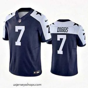 Stellar Dallas Cowboys 7 Trevon Diggs Navy 2023 F.U.S.E  Vapor Limited Stitched Football Jersey