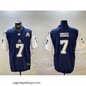 Exquisite Dallas Cowboys 7 Trevon Diggs Navy 2023 F.U.S.E With 1960 Patch Vapor Limited Stitched Football Jersey 1