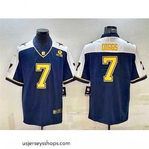 Captivating Dallas Cowboys 7 Trevon Diggs Navy Gold Edition With 1960 Patch Limited Stitched Football Jersey