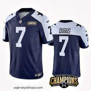 Alluring Dallas Cowboys 7 Trevon Diggs Navy White 2023 F.U.S.E  NFC East Champions Patch Stitched Football Jersey