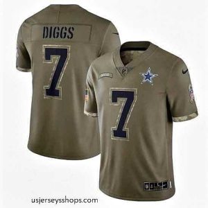 Captivating Dallas Cowboys 7 Trevon Diggs Olive 2022 Salute To Service Limited Stitched Jersey