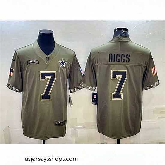 Breathtaking Dallas Cowboys 7 Trevon Diggs Olive 2022 Salute To Service Limited Stitched Jersey