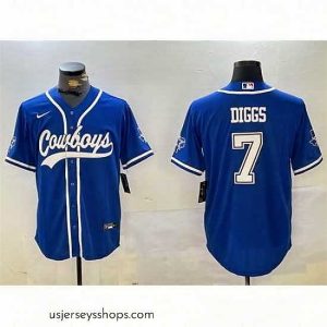 Captivating Dallas Cowboys 7 Trevon Diggs Royal With Patch Cool Base Stitched Baseball Jersey