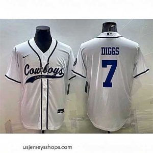 Stunning Dallas Cowboys 7 Trevon Diggs White Cool Base Stitched Baseball Jersey
