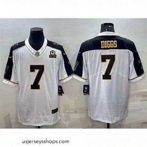 Magnificent Dallas Cowboys 7 Trevon Diggs White Gold With 1960 Patch Thanksgiving Vapor Untouchable Limited Stitched Football Jersey