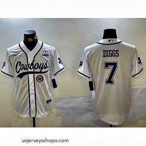 Exquisite Dallas Cowboys 7 Trevon Diggs White With Patch Cool Base Stitched Baseball Jersey 5