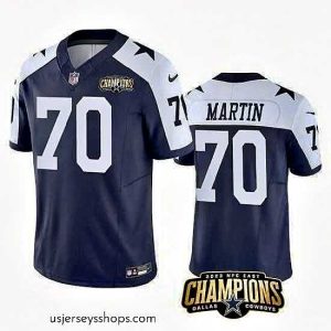 Alluring Dallas Cowboys 70 Zack Martin Navy White 2023 F.U.S.E  NFC East Champions Patch Stitched Football Jersey