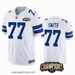 Alluring Dallas Cowboys 77 Tyron Smith White 2023 F.U.S.E  NFC East Champions Patch Stitched Football Jersey