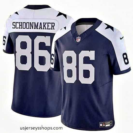 Stunning Dallas Cowboys 86 Luke Schoonmaker Navy White Thanksgiving Vapor Untouchable Limited Stitched Football Jersey
