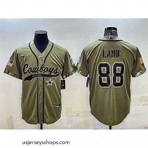 Magnificent Dallas Cowboys 88 CeeDee Lamb 2022 Olive Salute To Service Cool Base Stitched Baseball Jersey