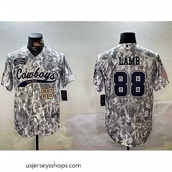 Stunning Dallas Cowboys 88 CeeDee Lamb 2024 Arctic Camo Salute To Service Stitched Baseball Jersey 5