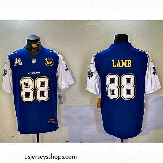 Sensational Dallas Cowboys 88 CeeDee Lamb 2024 F.U.S.E Navy Gold With Texas 26 John Madden Patch Stitched Football Jersey 1