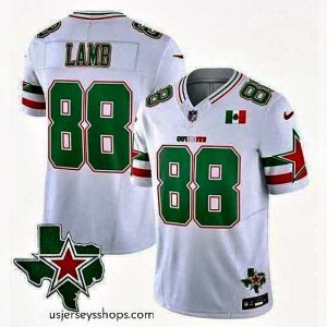 Stellar Dallas Cowboys 88 CeeDee Lamb 2024 Mexico White F.U.S.E  Stitched Football Jersey