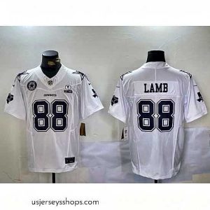 Alluring Dallas Cowboys 88 CeeDee Lamb 2024 White F.U.S.E  With Established In 1960 Patch Stitched Football Jersey 1