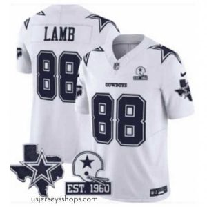 Glamorous Dallas Cowboys 88 CeeDee Lamb 2024 White F.U.S.E  With Established In 1960 Patch Stitched Football Jersey