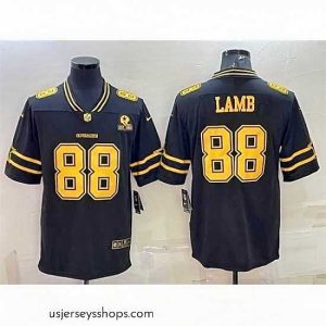 Exquisite Dallas Cowboys 88 CeeDee Lamb Black Gold Edition With 1960 Patch Limited Stitched Football Jersey