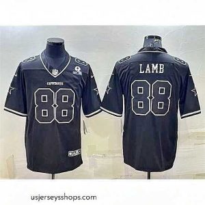 Captivating Dallas Cowboys 88 CeeDee Lamb Black With 1960 Patch Limited Stitched Football Jersey