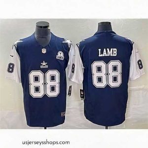Sensational Dallas Cowboys 88 CeeDee Lamb Navy 2023 F.U.S.E  With 1960 Patch Vapor Limited Stitched Football Jersey