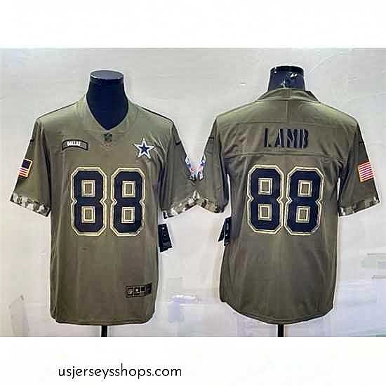 Breathtaking Dallas Cowboys 88 CeeDee Lamb Olive 2022 Salute To Service Limited Stitched Jersey