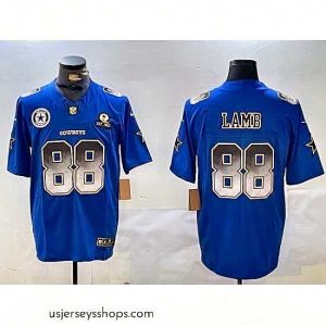 Stellar Dallas Cowboys 88 CeeDee Lamb Royal F.U.S.E  With Established In 1960 Patch Stitched Football Jersey 1