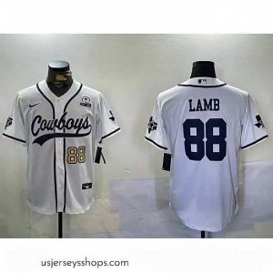 Alluring Dallas Cowboys 88 CeeDee Lamb White 2022 Olive Salute To Service Cool Base Stitched Baseball Jersey 2
