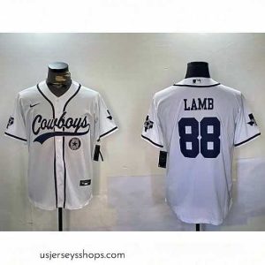 Stellar Dallas Cowboys 88 CeeDee Lamb White 2022 Olive Salute To Service Cool Base Stitched Baseball Jersey 5