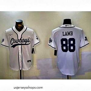Glamorous Dallas Cowboys 88 CeeDee Lamb White 2022 Olive Salute To Service Cool Base Stitched Baseball Jersey