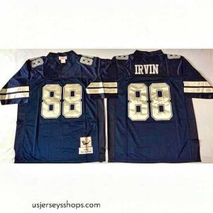 Exquisite Dallas Cowboys 88 Michael Irvin Navy M&N Throwback Jersey