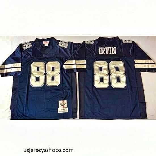 Exquisite Dallas Cowboys 88 Michael Irvin Navy M&N Throwback Jersey