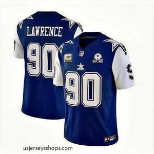 Alluring Dallas Cowboys 90 DeMarcus Lawrence Navy 2023 F.U.S.E  With 1960 Patch Vapor Limited Stitched Football Jersey