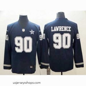 Glamorous Dallas Cowboys 90 Demarcus Lawrence Navy Therma Long Sleeve Limited Jersey