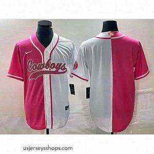 Stellar Dallas Cowboys Blank Pink White Split Cool Base Stitched Baseball Jersey