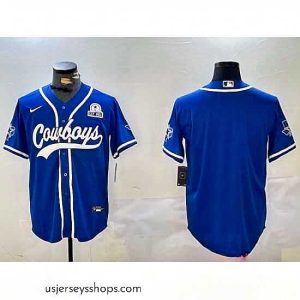 Sensational Dallas Cowboys Blank Royal With Patch Cool Base Stitched Baseball Jersey 1
