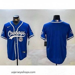 Alluring Dallas Cowboys Blank Royal With Patch Cool Base Stitched Baseball Jersey 3