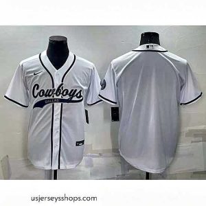 Breathtaking Dallas Cowboys Blank White Cool Base Stitched Baseball Jersey