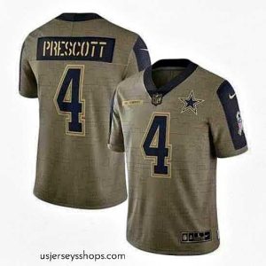 Alluring Dallas Cowboys Dak Prescott Nike Olive 2021 Salute To Service Game Jersey