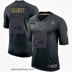 Stunning Dallas Cowboys Ezekiel Elliott Black Limited 2020 Salute To Service Jersey