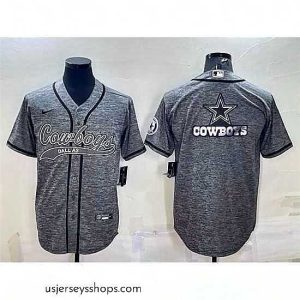 Exquisite Dallas Cowboys Grey Team Big Logo With Patch Cool Base Stitched Baseball Jersey